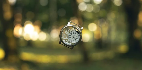 Formato Horizontal Inspiradora Imagen Diseño Gráfico Reloj Mano Vintage Aire —  Fotos de Stock