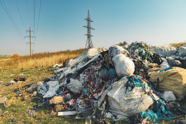 disaster threshold and ecology problem outdoor concept picture of junk and garbage random dump of country side environment 