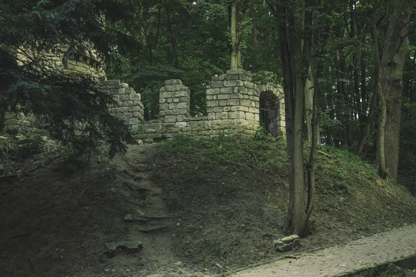 Halloween Concept Scenic Photography Abandoned Castle Ruins Middle Ages Time — Stock Photo, Image