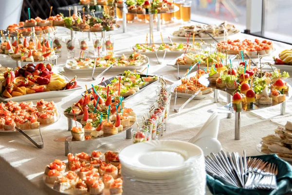 banquet hall food photography on table interior room view