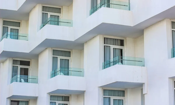 Hotel Appartamento Rustico Facciata Parete Esterna Sfondo Con Finestre Terrazze — Foto Stock
