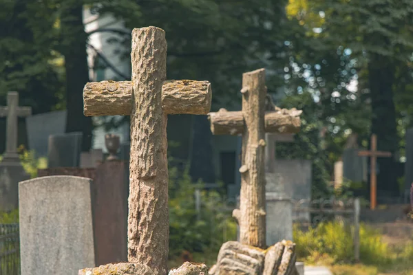 Cemetery Cross Outdoor Scenic View Grave Yard Space — Stock Photo, Image