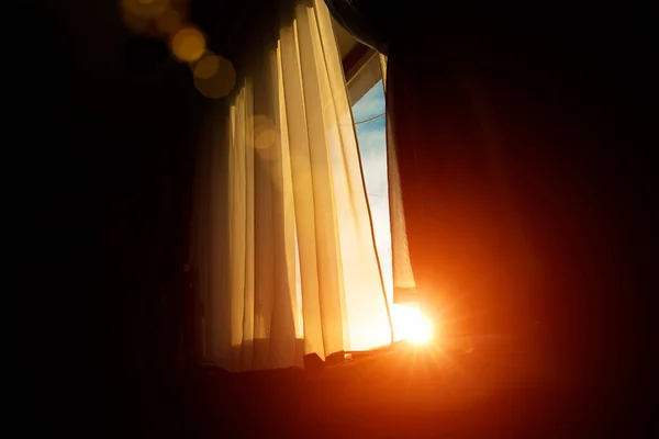 Παράθυρο Ταπετσαρία Patter Φόντο Αφίσα Ηλιοβασίλεμα Πορτοκαλί Ήλιο Λάμψη Φωτισμός — Φωτογραφία Αρχείου