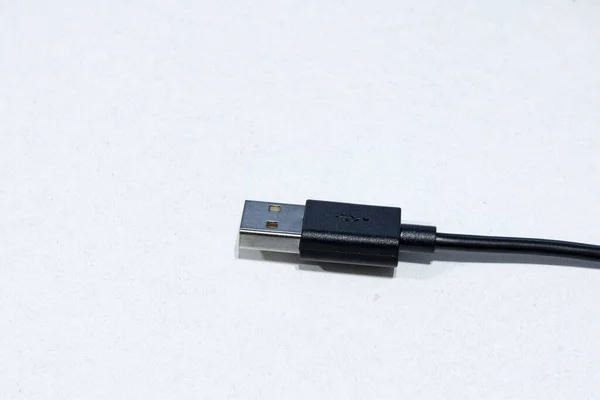 Typ Usb Jack Czarny Kabel Urządzenie Mobilne Akcesoria Prostym Odizolowanym — Zdjęcie stockowe