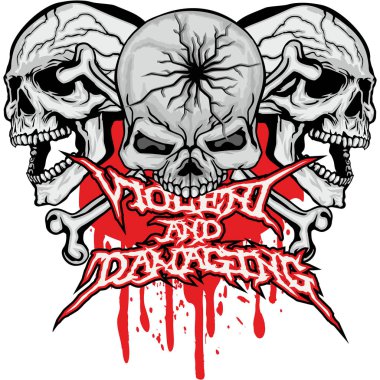 Kafatası, grunge vintage tasarım t shirt ile Gotik arması