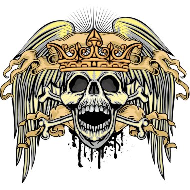 Kafatası, grunge vintage tasarım t shirt ile Gotik arması