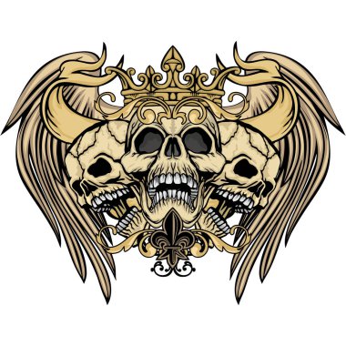 Kafatası, grunge vintage tasarım t shirt ile Gotik arması