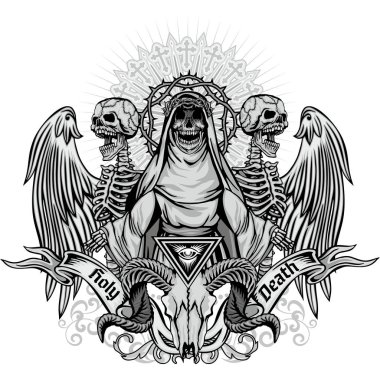 Kafatası, grunge vintage tasarım t shirt ile Gotik arması