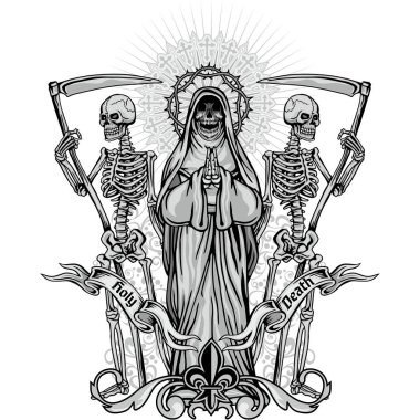 Kafatası, grunge vintage tasarım t shirt ile Gotik arması