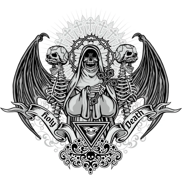 Kafatası, grunge vintage tasarım t shirt ile Gotik arması