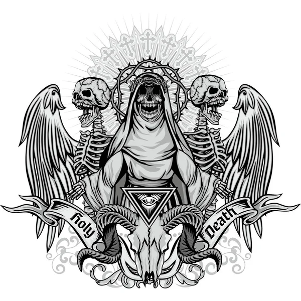 Kafatası, grunge vintage tasarım t shirt ile Gotik arması