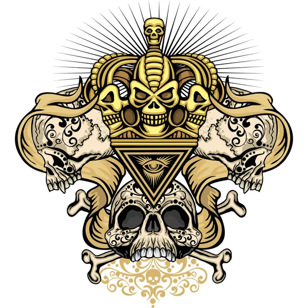 Kafatası, grunge vintage tasarım t shirt ile Gotik arması