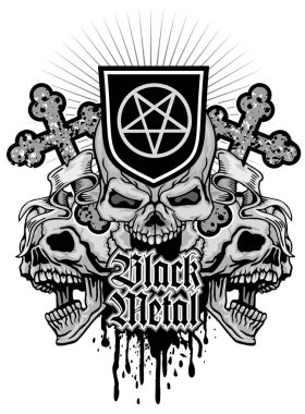 Kafatası, grunge vintage tasarım t shirt ile Gotik arması