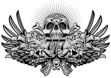 Kafatası ile gotik tabela, grunge vintage tasarım tişörtler