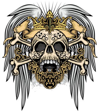 Kafatası ile gotik tabela, grunge vintage tasarım tişörtler