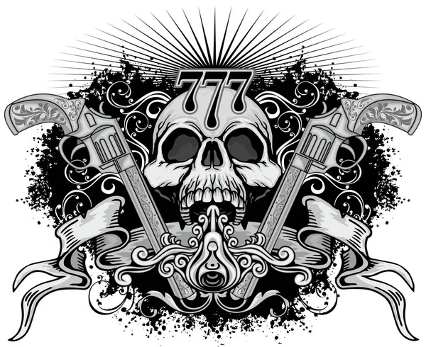 Γοτθική Πινακίδα Κρανίο Grunge Vintage Σχέδια Πουκάμισα — Διανυσματικό Αρχείο