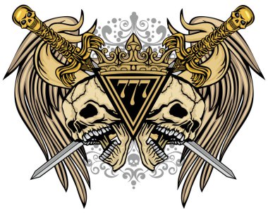 Kafatası, grunge vintage tasarım t shirt ile Gotik arması