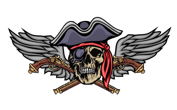 Emblema Agressivo Com Crânio Piratas —  Vetores de Stock
