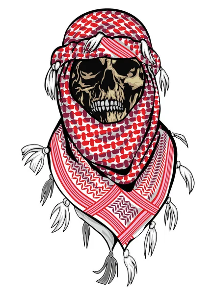 Keffiyeh 阿拉伯骷髅的侵略徽章 — 图库矢量图片