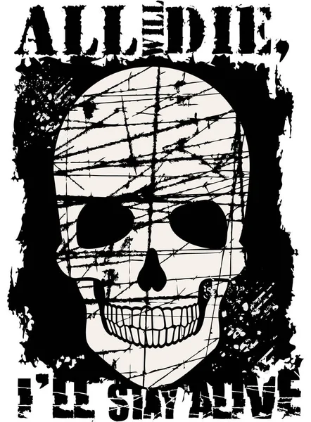 Blasons Gothiques Avec Crâne Shirts Design Vintage Grunge — Image vectorielle