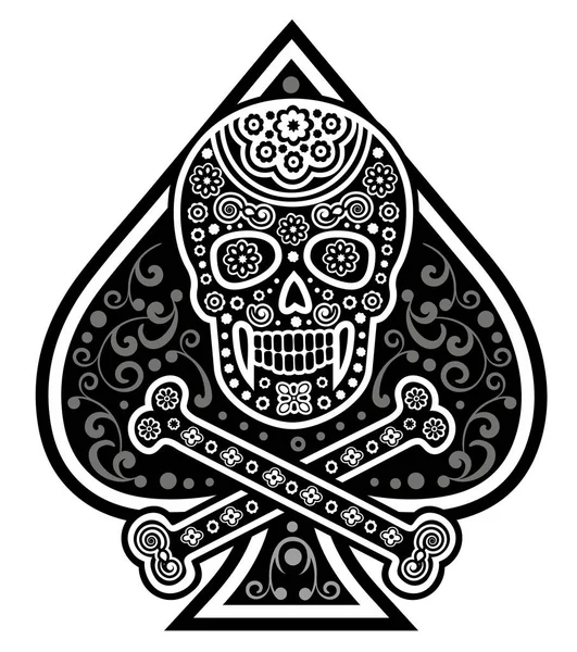 神聖な死 ソンブレロと死んで メキシコの砂糖頭蓋骨の日 — ストックベクタ