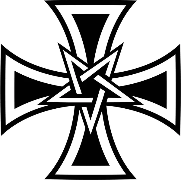Gothic Sign Pentagram Cross Vintage Design Shirts — Stock Vector