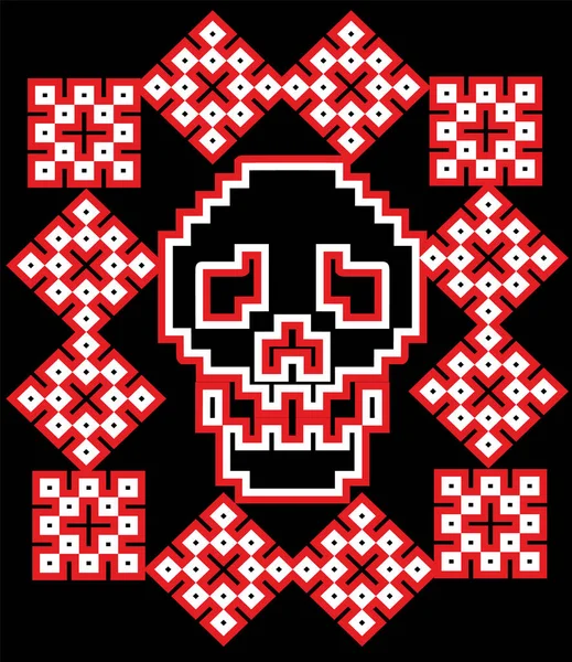 Digital Sign Pixel Totenkopf Shirt Design — Stockvektor