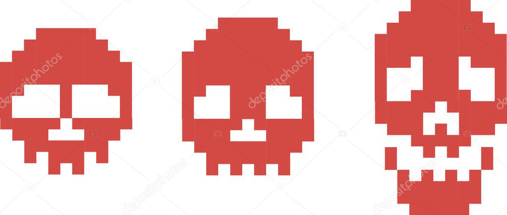 digital sign pixel skull t shirt design