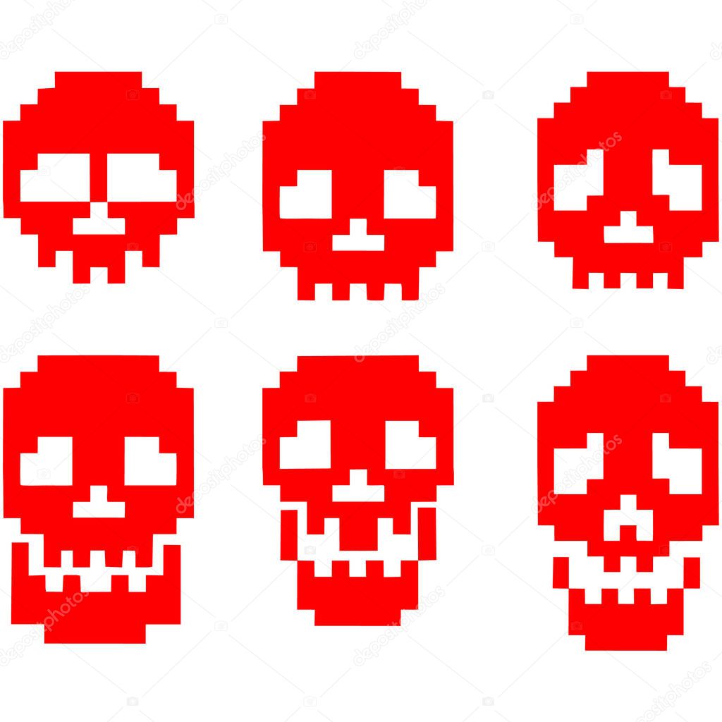 digital sign pixel skull t shirt design