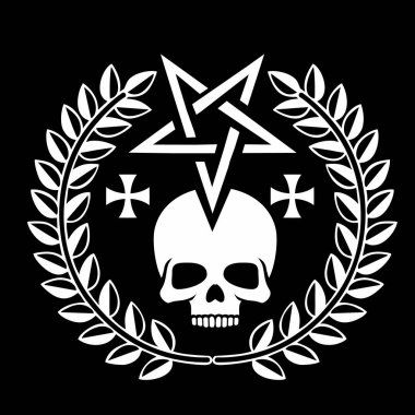 kafatası ve çelenk, grunge vintage tasarım t shirt ile agresif amblemi