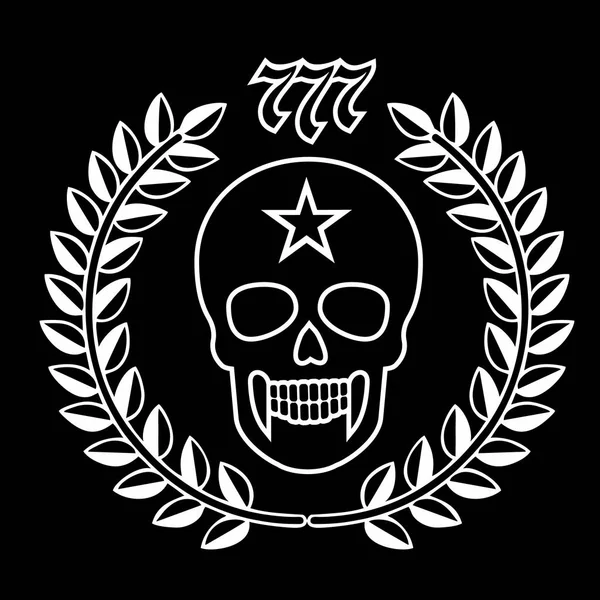Emblema Agressivo Com Crânio Grinalda Grunge Shirts Design Vintage — Vetor de Stock