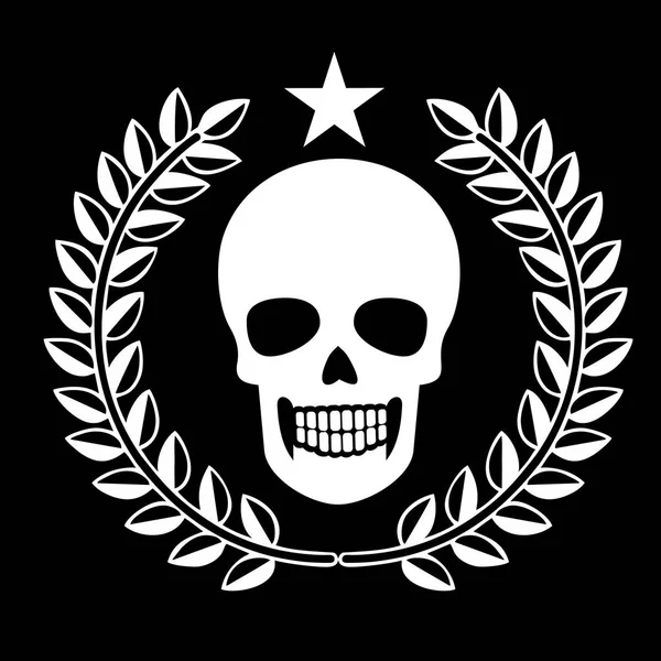 Aggressives Emblem Mit Totenkopf Und Kranz Grunge Vintage Design Shirts — Stockvektor