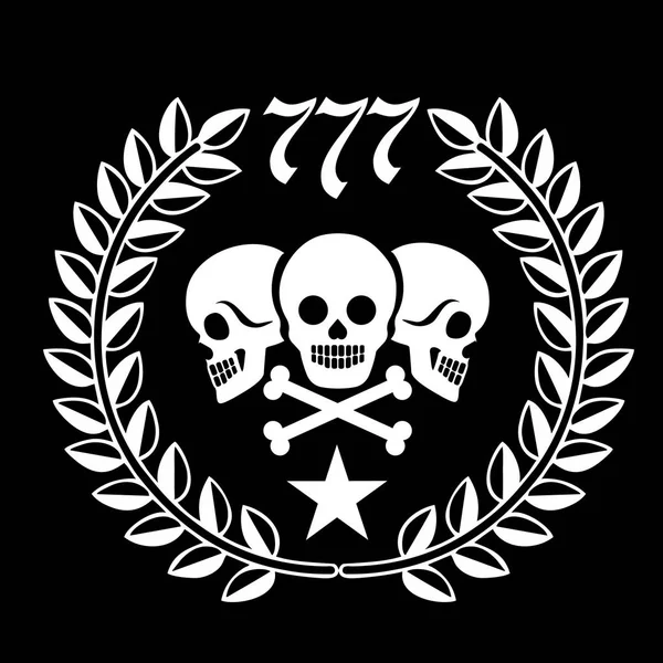 Aggressives Emblem Mit Totenkopf Und Kranz Grunge Vintage Design Shirts — Stockvektor