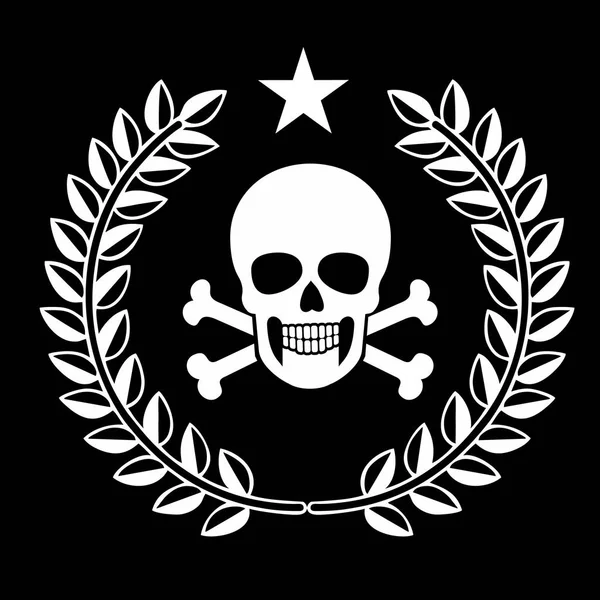 Aggressives Emblem Mit Totenkopf Und Kranz Grunge Vintage Design Shirts — Stockvektor