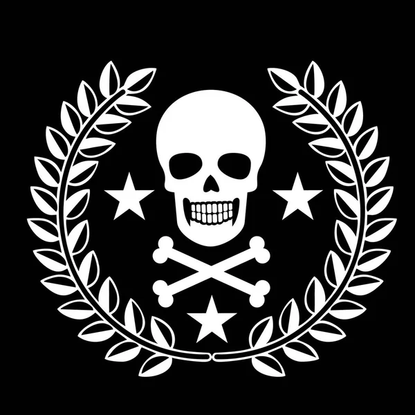 Aggressives Emblem Mit Totenkopf Und Kranz Grunge Vintage Design Shirts — Stockvektor