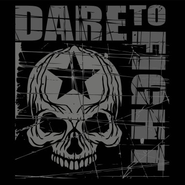 Kafatası, grunge vintage tasarım t shirt ile Gotik arması