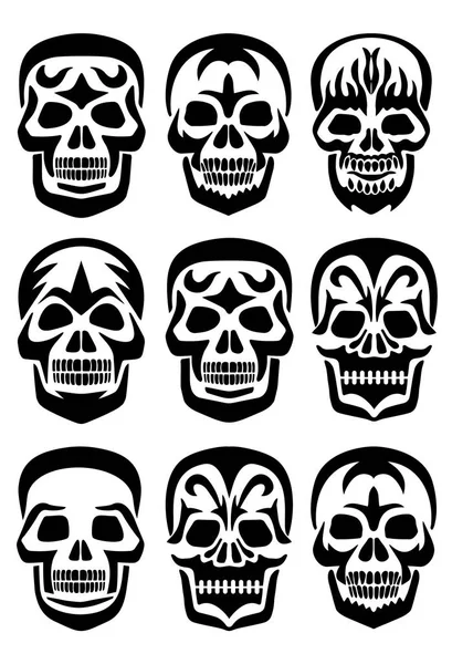 Calavera Tribal Stencil Camisetas Diseño Vintage Grunge — Vector de stock