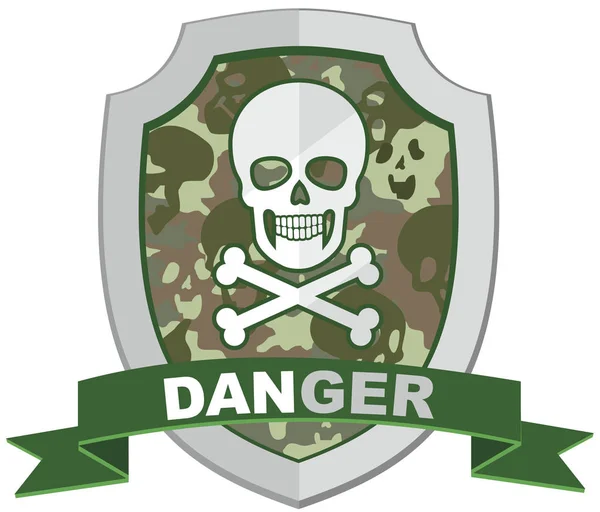 Schedel Camouflage Militaire Embleem Grunge Vintage Ontwerp Shirts — Stockvector