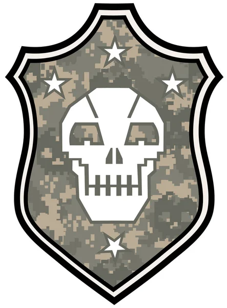 Skull Camouflage Military Emblem Grunge Vintage Design Shirts — Stock Vector