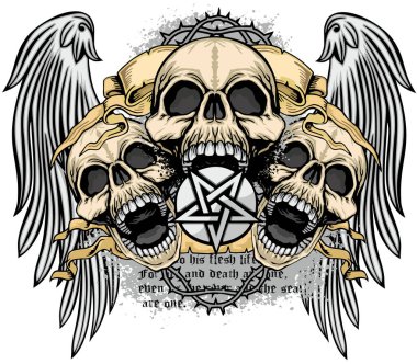 Kafatası ile gotik tabela, grunge vintage tasarım tişörtler