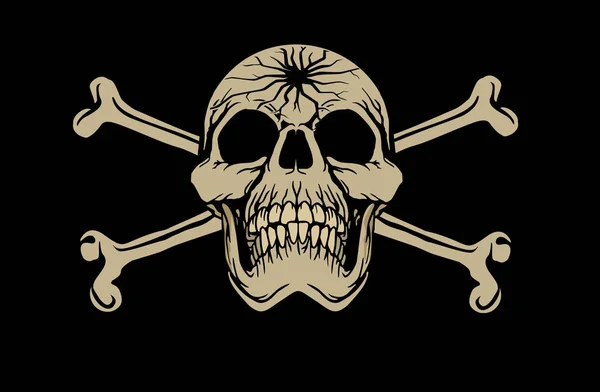 Веселий Роджер Пірати Емблема Черепом Гранж Vintage Дизайн Футболки — стоковий вектор
