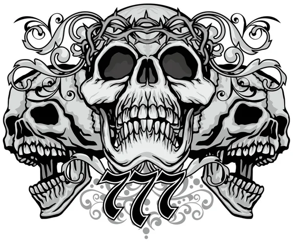 Gothic Coat Arms Skull Grunge Vintage Design Shirts — Stock Vector