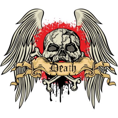 Kafatası ile gotik tabela, grunge vintage tasarım tişörtler