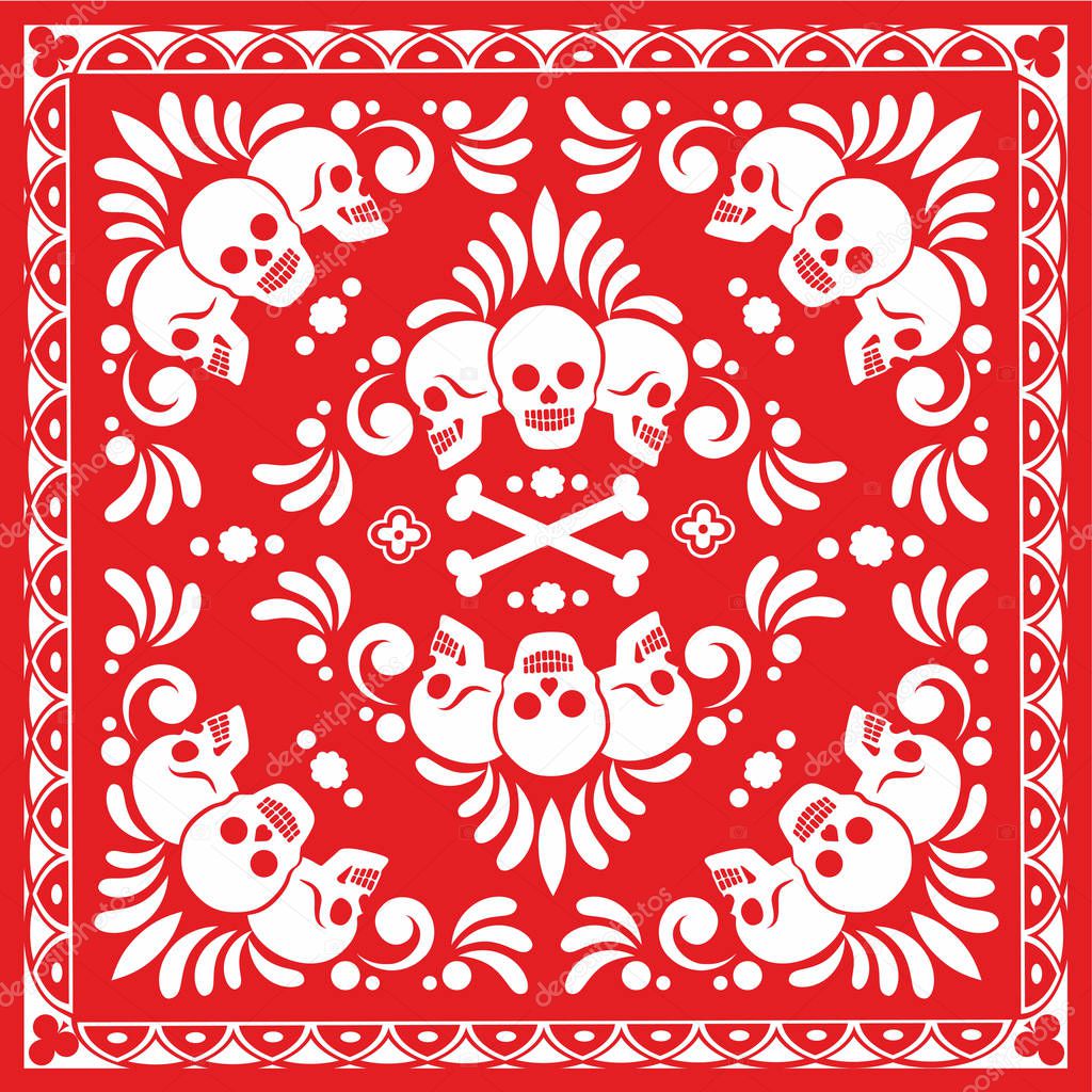 bandana with skull pattern,vintage design 