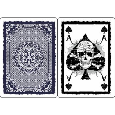 kafatası, grunge vintage tasarım t shirt ile maça ası