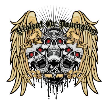 Kafatası ile gotik tabela, grunge vintage tasarım tişörtler