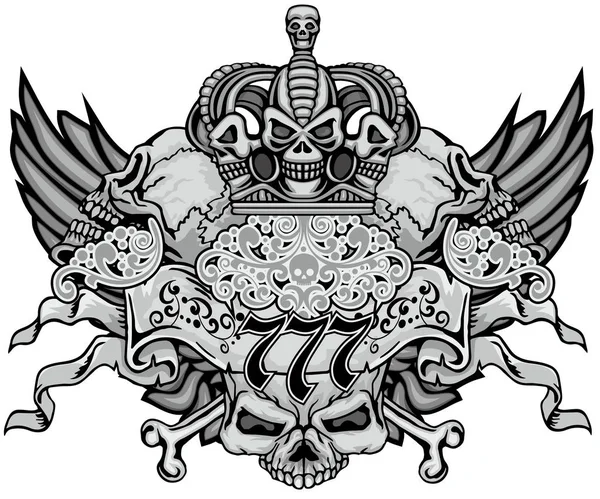 Escudo Armas Gótico Con Cráneo Camisetas Diseño Vintage Grunge — Archivo Imágenes Vectoriales