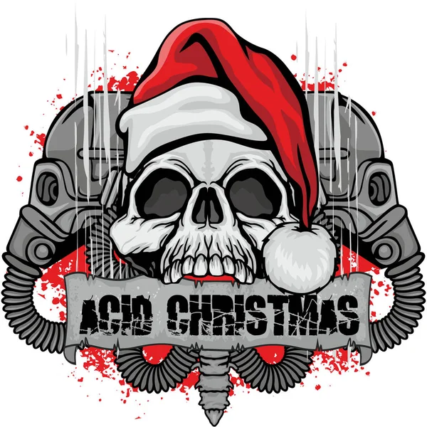 Toxic Christmas Skull Grunge Vintage Design Shirts Vector Graphics