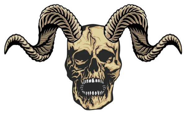 Emblema Aggressivo Con Teschio Corna Grunge Vintage Design Shirt — Vettoriale Stock