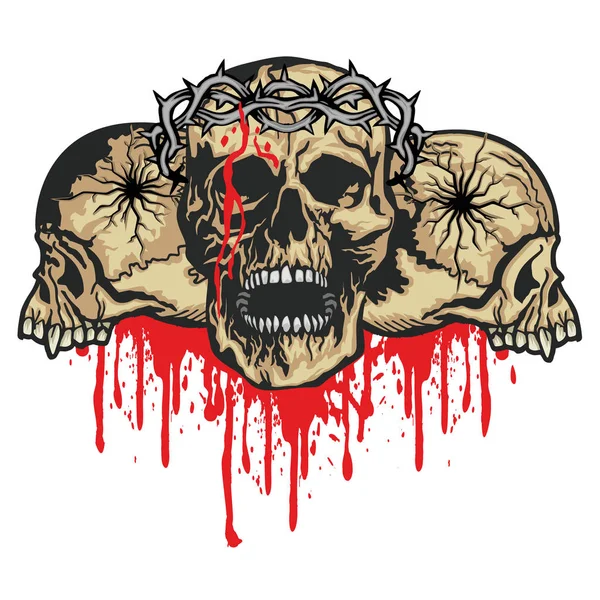 Emblema Agressivo Com Crânio Grunge Vintage Design Shirts — Vetor de Stock